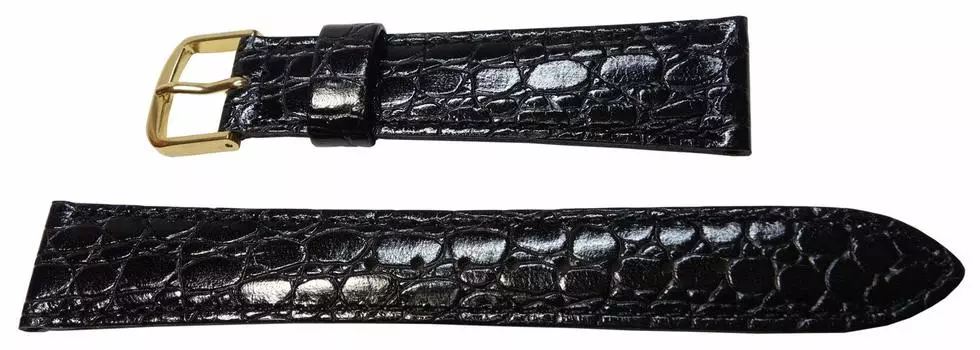 SEIKO Watch Strap 18mm DE73 Cowhide Crocodile Embossed Black Genuine Product [SEIKO] Men s