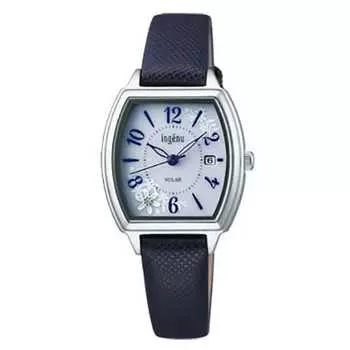 Seiko женские AHJD438 (INGENU Solar кожаный ремешок женский) Часы tonneau из нержавеющей стали, аналоговые