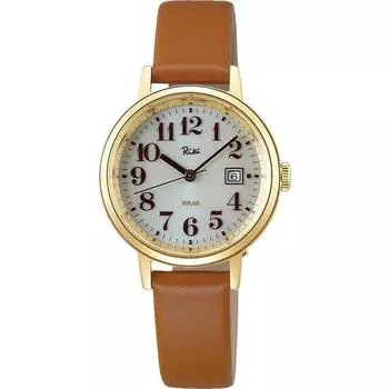 Seiko женские AKQD402 (Женский кожаный ремешок Riki) Круглые аналоговые часы