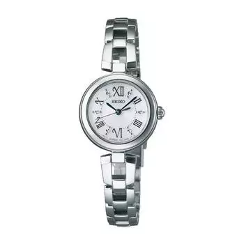 Seiko женские SWFA151 (Solar TISSE Нержавеющая сталь Серебро/Белый) Круглые часы из серебристой нержавеющей стали, аналоговые