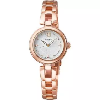 Seiko женские SWFA196 (Женская металлическая группа SEIKO SELECTION) Круглые часы золотые аналоговые