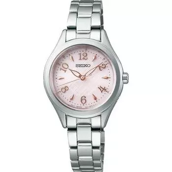 Seiko женские SWFH117 (SEIKO SELECTION Солнечные радиоуправляемые) Круглые часы из серебристой нержавеющей стали, аналоговые