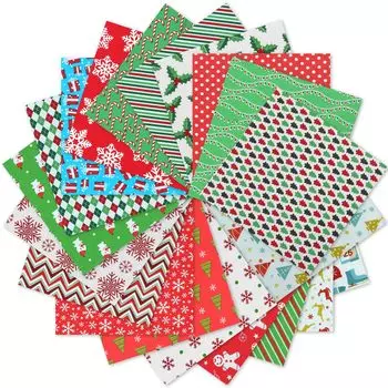 seimeinoki Patchwork Christmas Stripped Set of Cut Cloth Christmas Printed Cotton Printed Sewing Handmade Cloth, Pattern, Cloth, 20, 2525cm, Fabric,