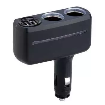 SEIWA Car Supplies удлинитель для прикуривателя распределитель с подсветкой 3F 2 розетки + 2 USB F284 Прямой тип