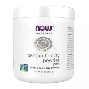 (сейчас еда) NOW Solutions Bentonite Clay Powder Pure Powder для лица и тела, подходит для жирной проблемной кожи, 11 унций (325 мл) 1 пакет