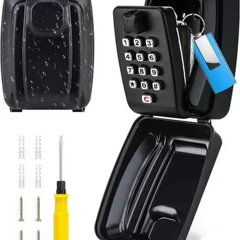 Сейф для ключей, настенный замок для ключей, водонепроницаемый, большой, одобренный полицией, кодовый замок с 12 цифрами чёрный