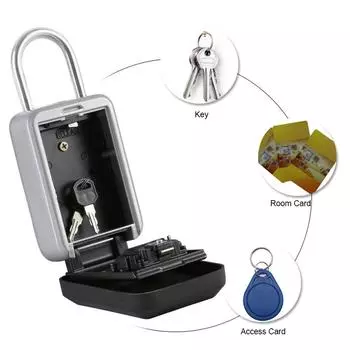 Сейф для ключей с пылезащитной крышкой. Нет необходимости устанавливать 4-значный пароль. Открытый ключ. чёрный