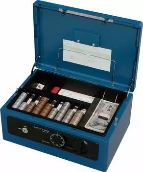 Сейф Iris Ohyama, ручной сейф, с дисковым замком, двойной замок, в комплекте зуммер безопасности, A4, SBX-A4, синий