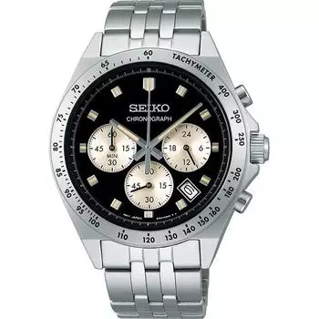 Сейко SBTR047 (SEIKO SELECTION S Series кварцевый хронограф мужской металлический ремешок) Круглые часы, серебро
