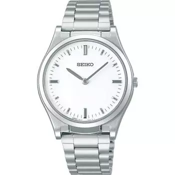 Сейко SQBR019 (Тактильные часы для слабовидящих мужчин с металлическим ремешком белого цвета) Круглые часы, серебро