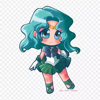 Сейлор Нептун в стиле чиби, США, железные нашивки для одежды, наклейки с аппликациями на одежду, термочувствительная нашивка на заказ