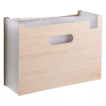 Sekisei Document Stand A4 Horizontal WOODS STYLE 12 Dividers 13 Pockets Natural Brown WDS-8700-54