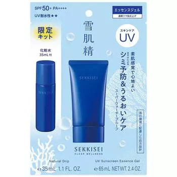 Sekkisei Clear Wellness UV Essence Gel Kit с лосьоном 35 мл Солнцезащитный крем SPF PA для лица и тела Суперводостойкий 50+ / ++++ чистый