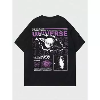 Секрет Большого взрыва во Вселенной Мужские футболки Летние хлопковые футболки Дышащая свободная одежда Футболки в стиле хип-хоп S чёрный