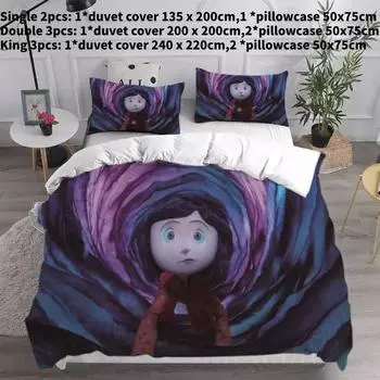 Секретная Коралина Дверь 3d Пододеяльник Постельное белье Наволочка Двуспальный Односпальный Style C,Single