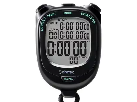 Секундомер dretec с большим экраном Функция измерения с шагом в секунду Сменная батарея Звукоизоляция Study Black Ш58 x Г21 x В81 мм
