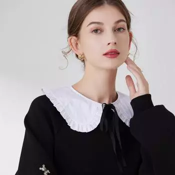 Секунды Становятся Красивой Девочкой Лепесток Поддельный Воротник Игривый Милый Белый Хлопок Маленький Воротник Поддельный Воротник белый