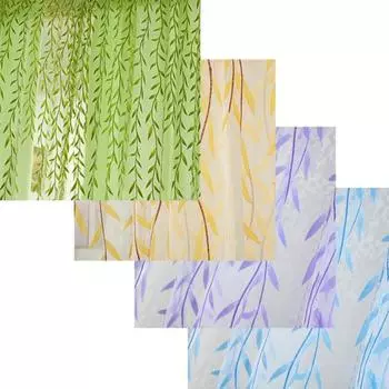 Сельская оконная занавеска с принтом ивы, прозрачная перегородка, драпировка, декор для гостиной зелёный