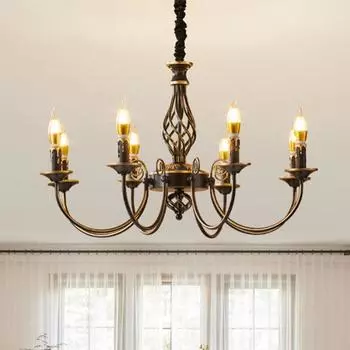 Сельская Ретро Люстра Свеча Гостиная Столовая Лампа Спальня Лампа Античный Железный Подвесной Светильник 5 headlights