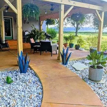 Сельские металлические растения, большая деревенская скульптура из текилы для наружного патио, двора, домашнего декора, ручная роспись, садовая статуэтка из агавы, украшение для газона, колышек, 27 см жёлтый/синий