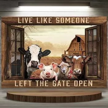 Сельский дом постеры с животными принты крупный рогатый скот корова свинья овца деревенский пейзаж настенные художественные фотографии холст картина гостиная домашний декор 21x30cm No Framed