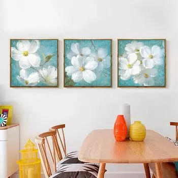 Сельский пейзаж, американский деревенский настенный постер, белый цветочный принт, холст, картина для декора гостиной, фрески, изображение 20x20cm No Frame