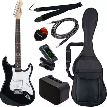 SELDER Electric Guitar Stratocaster Type Sakura Musical Instruments Original Beginner Basic Set ST-16/BK