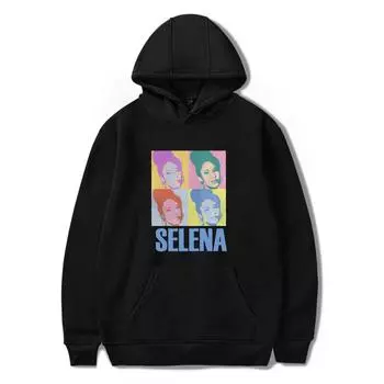 Selena Singer Hoodie Women Unisex 90s Casual Retro Hoodie Street Hip Hop Long Sleeve Hoodie L чёрный
