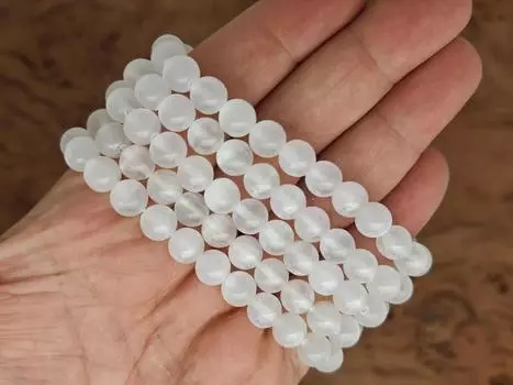 Селенит Браслет Бусины Драгоценные Камни - Натуральные Кристаллы Эластичные Браслеты - Бусины Браслеты - 6MM