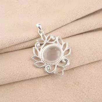 Селенит Драгоценный камень 925 Стерлинговое серебро Ювелирные изделия Ручной работы Дизайнерский кулон Ожерелье CP-1-46