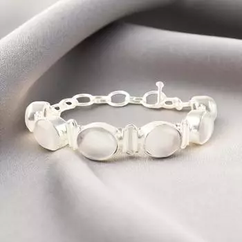 Селенит Драгоценный камень Серебро 925 пробы Ювелирные изделия Ручной работы Браслет 8 Для женщин RB-4-22