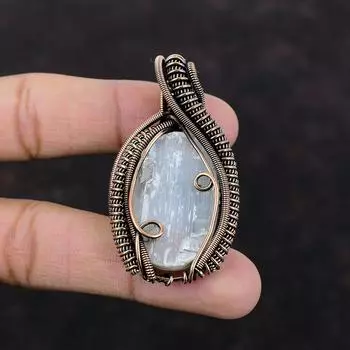 Selenite Druzy Pendant Copper Wire Wrapped Pendant Gemstone Pendant Elegant Copper Jewelry Handmade Pendant Gift For Women Wire Wrap Jewelry