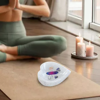 Селенитовая чаша Зарядка Поделки Украшение Настольный центральный элемент Подарок на новоселье Релаксация Простота 6.5cm