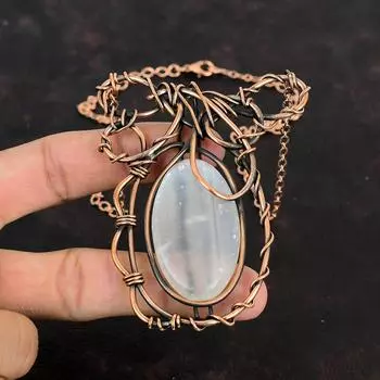 Селенитовое ожерелье, медная проволока, обернутая регулируемой цепочкой, медное ювелирное изделие ручной работы, ожерелье с драгоценными камнями, подарки для друга, ювелирные изделия из проволочной обмотки