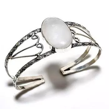 Селенитовый драгоценный камень 925 посеребренный ювелирный браслет ручной работы-манжета