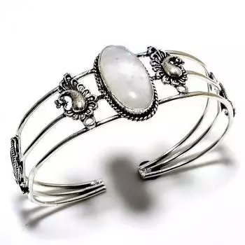 Селенитовый драгоценный камень 925 посеребренный ювелирный браслет ручной работы-манжета