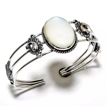 Селенитовый драгоценный камень 925 посеребренный ювелирный браслет ручной работы-манжета