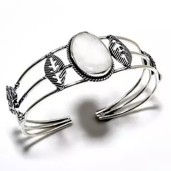 Селенитовый драгоценный камень 925 посеребренный ювелирный браслет ручной работы-манжета