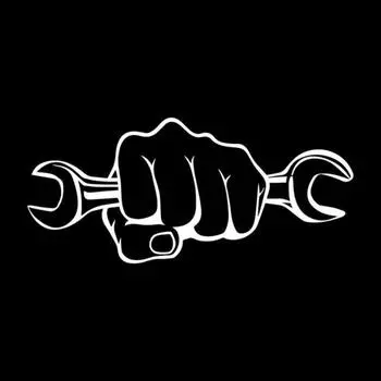 Самоклеящиеся наклейки на автомобиль, гаечный ключ, механик, держащий наклейки на мотоцикл чёрный