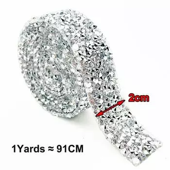 Self Adhesive Crystal Rhinestone Sticker Diamond Ribbon DIY Sticker Rhinestones for Arts Crafts DIY Car Phone Dress Shoes Decor 2cm