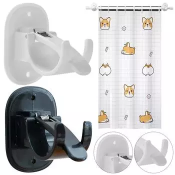 Self Adhesive Curtain Rod Holder No Drilling Curtain Rod Hanger Stick on Curtain Rod Holder for Bathroom Living Room Kitchen белый