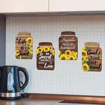 Self-Adhesive English Decorative Painting Mason Jar Shape Wooden Signs Dining Room коричневый