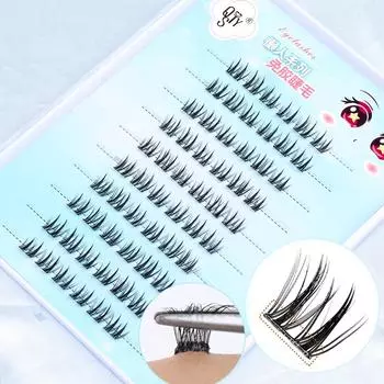 Самоклеящиеся ресницы, 60 шт., многоразовые клейкие ресницы, предварительно склеенные кластерные ресницы C, завитые ресницы без клея, 10-14 мм с ресницами C