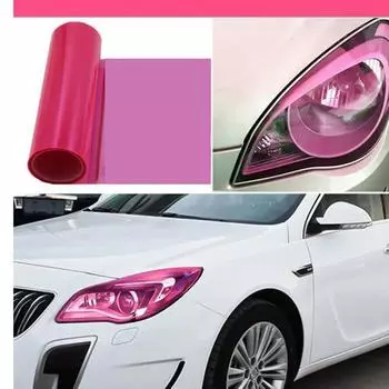 Self-Adhesive Fog Lamp Sticker PVC Car Tailing Moulding Foil Durable Car Headlight Lamp Film Pink