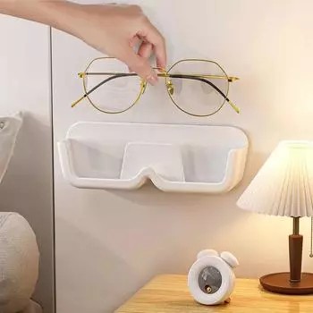 Self Adhesive Glasses Holder Wall Mount Fashion Sunglasses Show Rack For Bedroom Study Cloakroom Wardrobe Glasses Organizer Box белый
