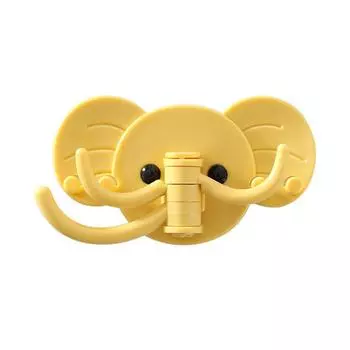Self Adhesive Hooks ABS Cute Decorative Wall Mounted Elephant Head Hook for Home Bathroom Bedroom