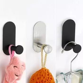 Самоклеящиеся крючки для халатов для ванной комнаты, без сверления, нержавеющая сталь, черный, золотой, серебряный, аксессуары для ванной комнаты, сумка для ключей, держатель для шляпы