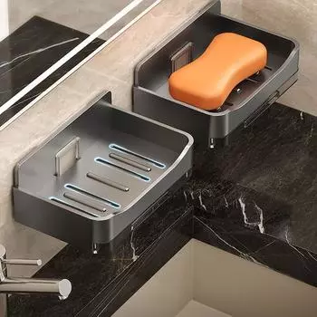 Self Adhesive Soap Holder Punch-Free Soap Storage Tray Creative Soap Dish Bathroom Accessories чёрный