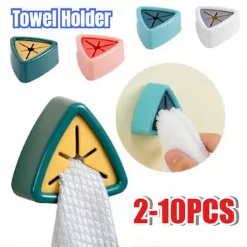 Self Adhesive Towel Holder Wall Mounted Strong Towel Hook Rack Waterproof Kitchen Rag Dishcloth Clip Organizer Storage Racks 2pcs красный