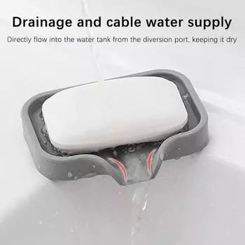 Self Draining Soap Bar Holder Silicone Kitchen Sink Soap Dish Sponge Tray Counter Caddy Organizer For Dish Soap Dispenser